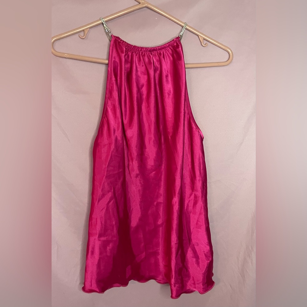 NWT Nicole Miller New York Women Pink Sleeveless rhinestones straps sz Sm Flowy - Picture 3 of 6